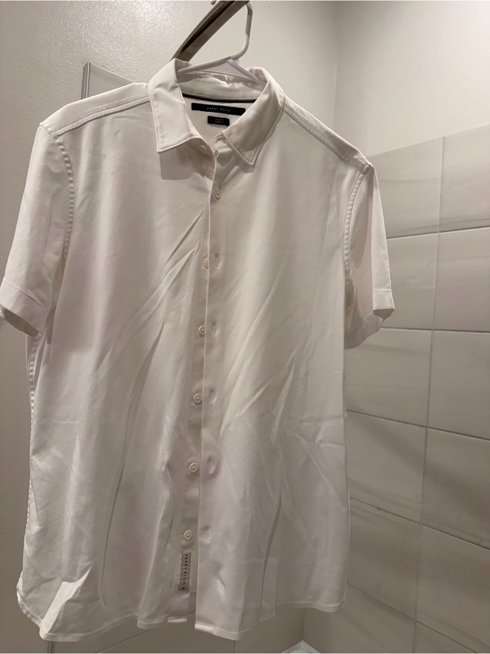 Perry Ellis White Short-Sleeve Button-Down Shirt